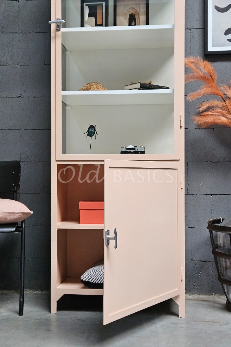 Detail van Apothekerskast Demi Powder Peach, 1 deuren, roze, zalm, terra, materiaal staal